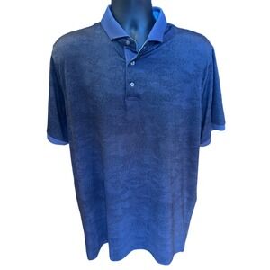 Greyson Polo XL Navy Blue Tonal Animal Print Short Sleeve Performance Golf Shirt